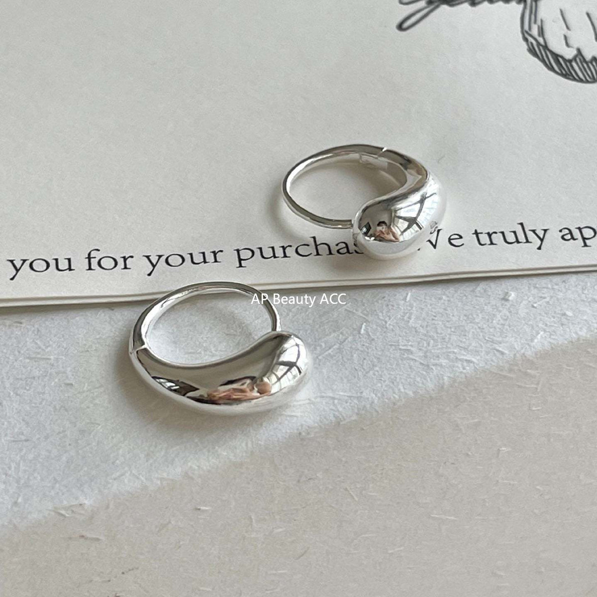 F관 - 925 실버 물방울 디자인 후프 귀걸이 [C1416] 25.11-1