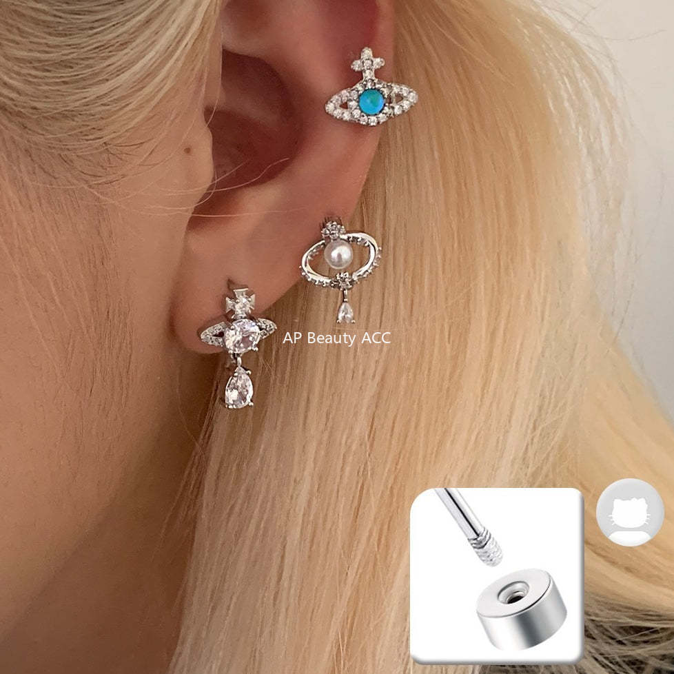 A관 - 큐빅 행성 티타늄 스틸 피어싱 귀걸이 [EH-4347] 25.12-1