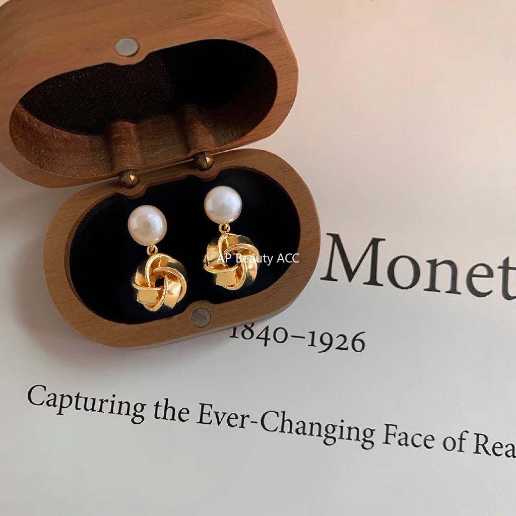 C관 - 담수 진주 고급스러운 14K 도금 은침 귀걸이 [4057] 24.05-4