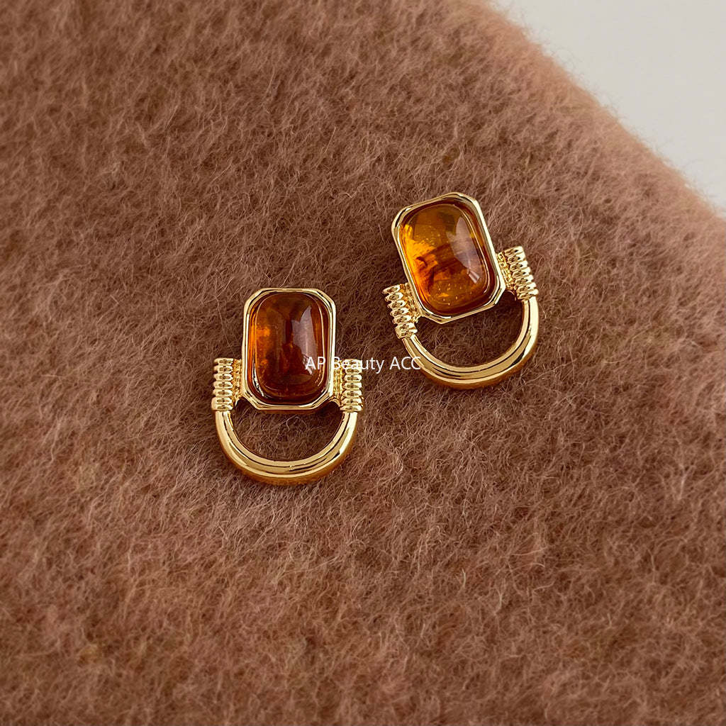 C관 - 레진 사각형 고리 디자인 925 은침 귀걸이 [7110] 25.11-3