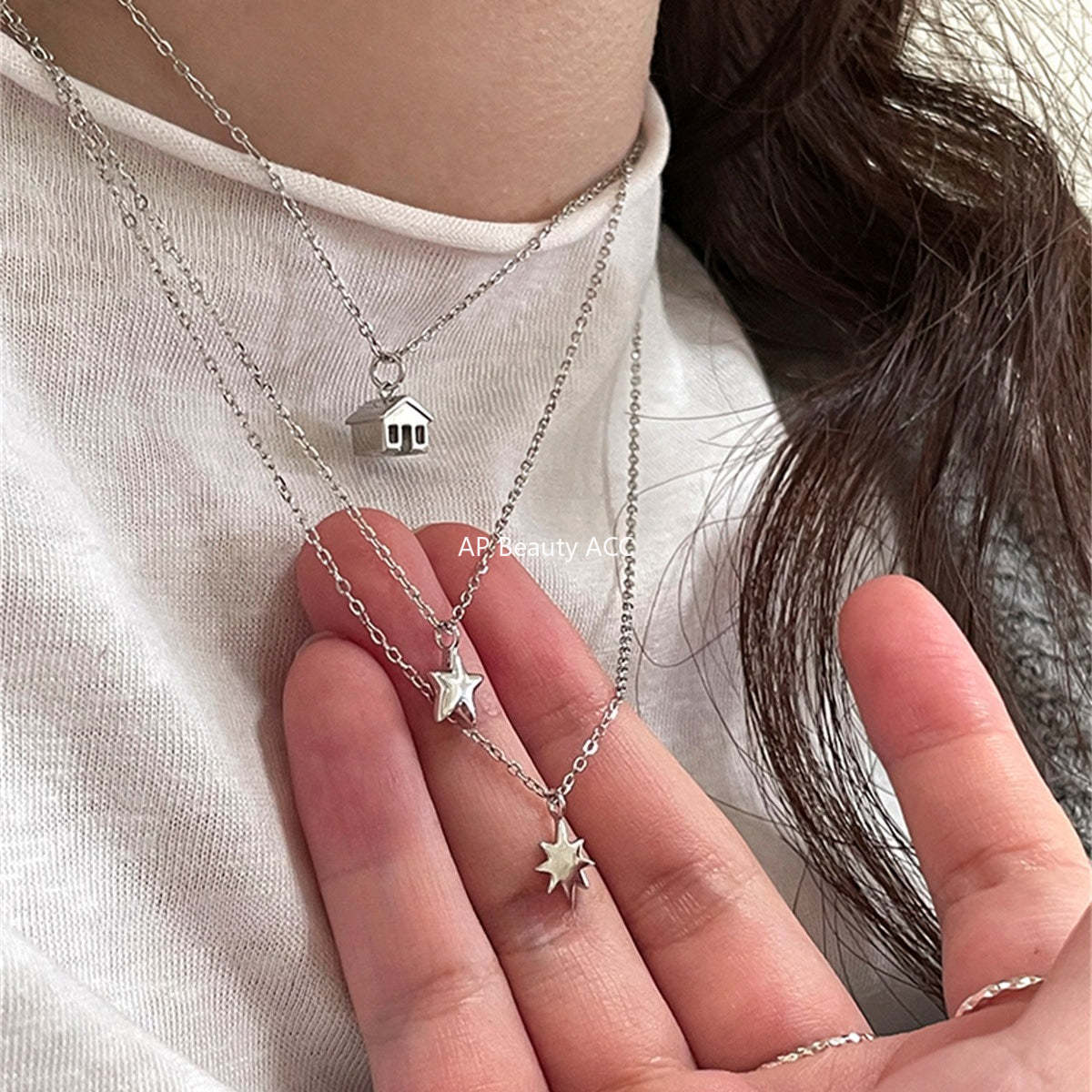 A관 - 925 실버 별 하우스 펜던트 체인 목걸이 [XL-1211] 25.10-4