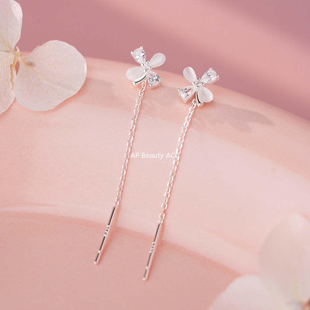 B관 - 925 실버 묘안석 플라워 태슬 귀걸이 [YC2678E_1] 25.12-1