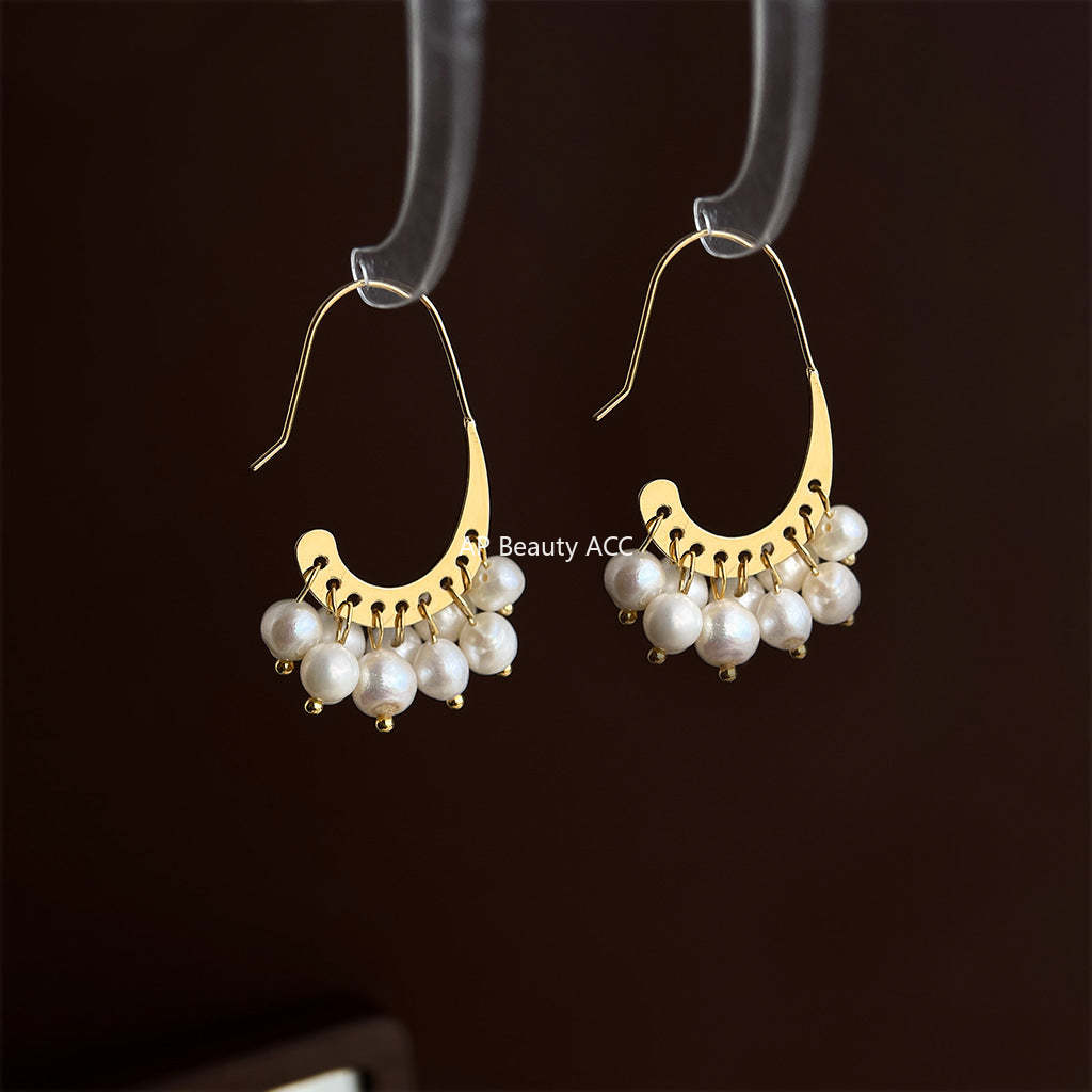 C관 - 천연 담수 진주 핸드메이드 후크 귀걸이 [7097] 25.11-3