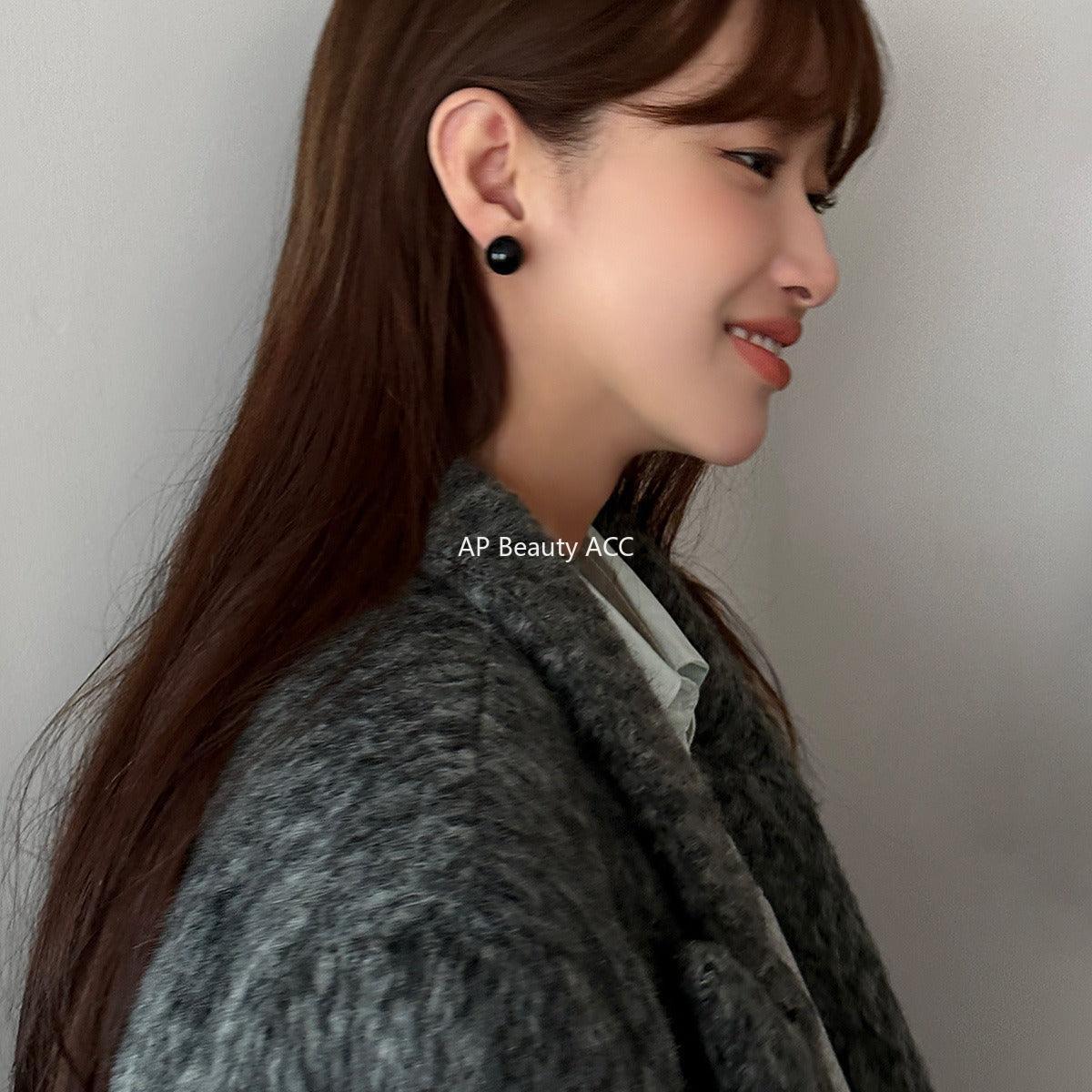 A관 - 빈티지 블랙 오닉스 925 은침 미니멀 귀걸이 [EH-2652] 24.01-3