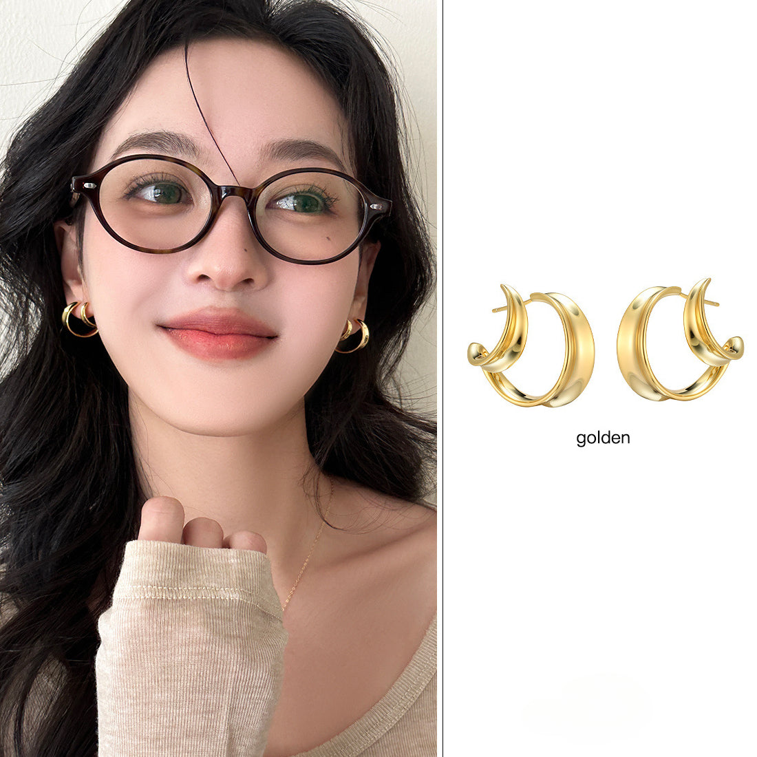 A관 - 925 은침 더블 링 귀걸이 [EH-3584] 25.05-5
