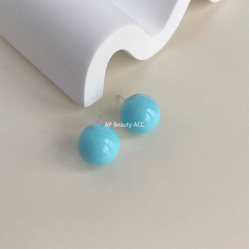 C관 - 도파민 컬러 수지 사탕 공 간결하고 스윗한 귀여운 은침 귀걸이 [3842-3844] 24.04-2