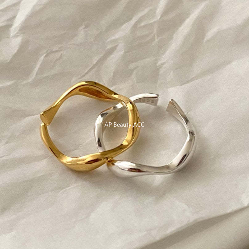 F관 - 925 실버 웨이브 곡선 오픈 반지 [J1174] 25.12-1