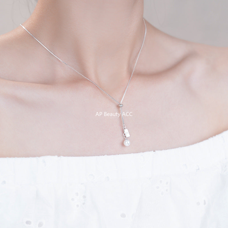 B관 - 925 실버 진주 사각 펜던트 목걸이 [YC2096N_1] 25.10-3