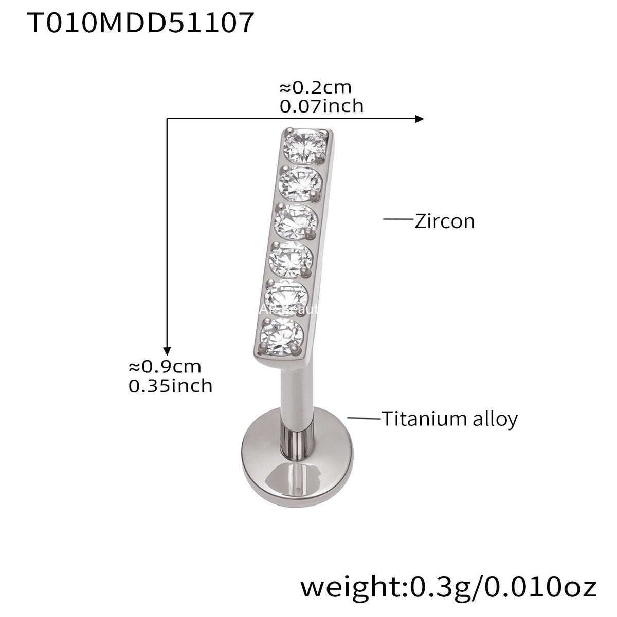 D관 - 티타늄 합금 스틸 입술용 단품 피어싱 [T009] 25.11-2