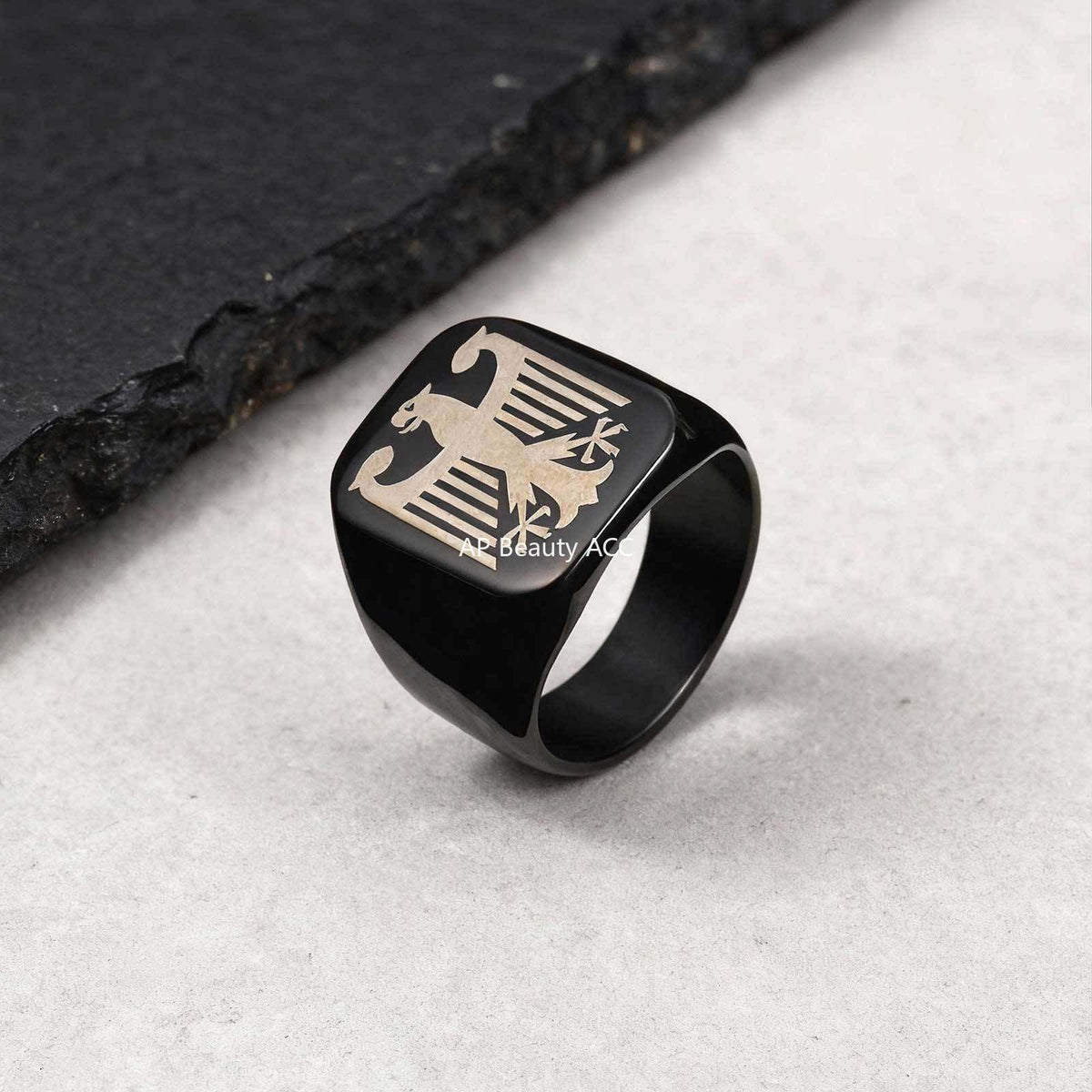 G관 - 레이저 독수리 디자인 스테인리스 스틸 반지 [RC-294] 25.12-2