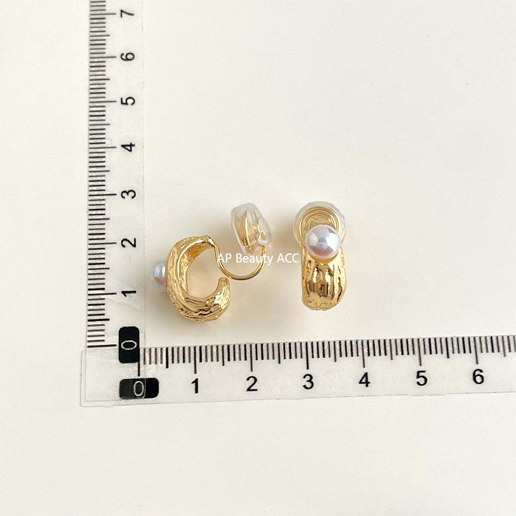 C관 - 담수 진주 골드 도금 나선형 이어커프 귀걸이 [EJ0203P] 25.02-3