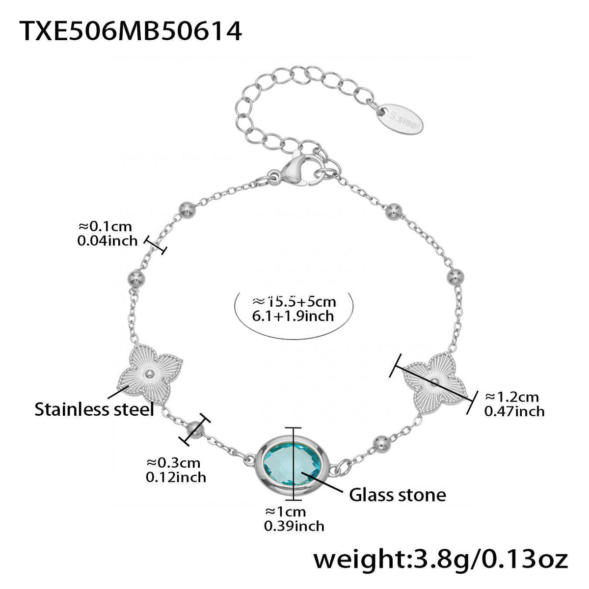 D관 - 스테인리스 스틸 타원형 컷팅 글라스 스톤 18K도금 목걸이 팔찌 귀걸이 [TXP506] 25.12-1