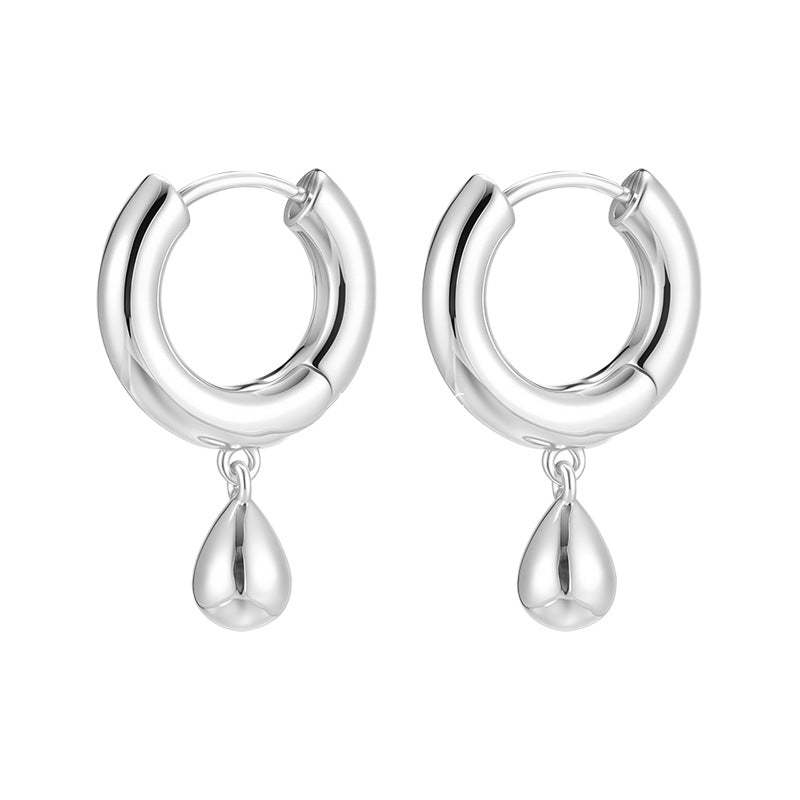 A관 - 물방울 모양 펜던트 925 은침 링 귀걸이 [EH-4435] 25.12-2