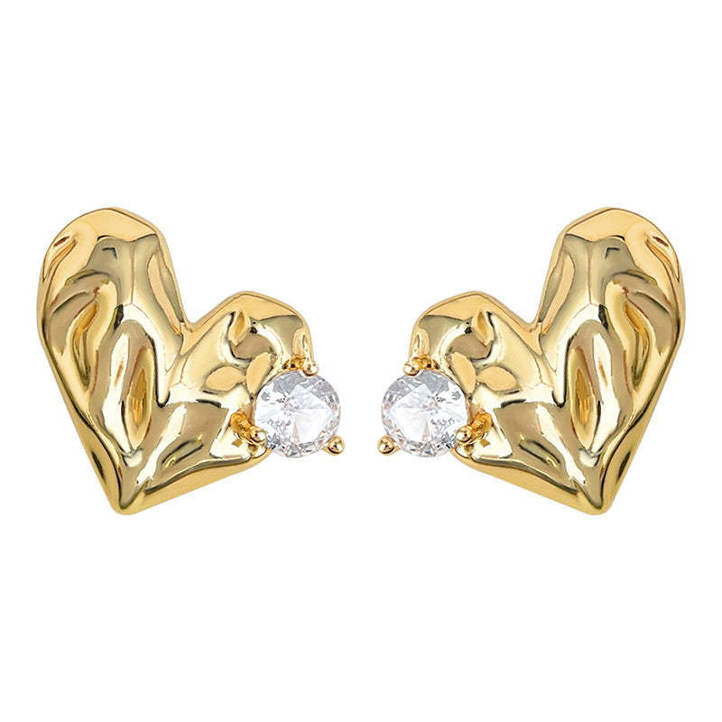 C관 - 결무늬 하트 큐빅 925 은침 귀걸이 [7152] 25.11-4