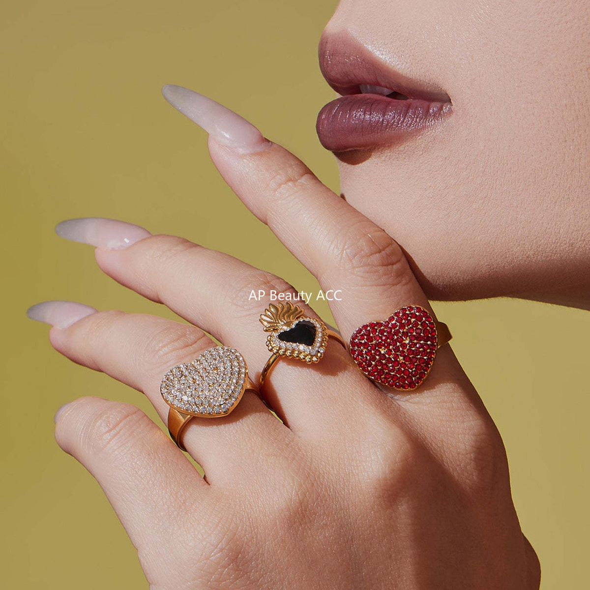 D관 - 18K 도금 스테인리스 스틸 큐빅 왕관 하트 반지 귀걸이 목걸이 [TXP450] 25.10-4