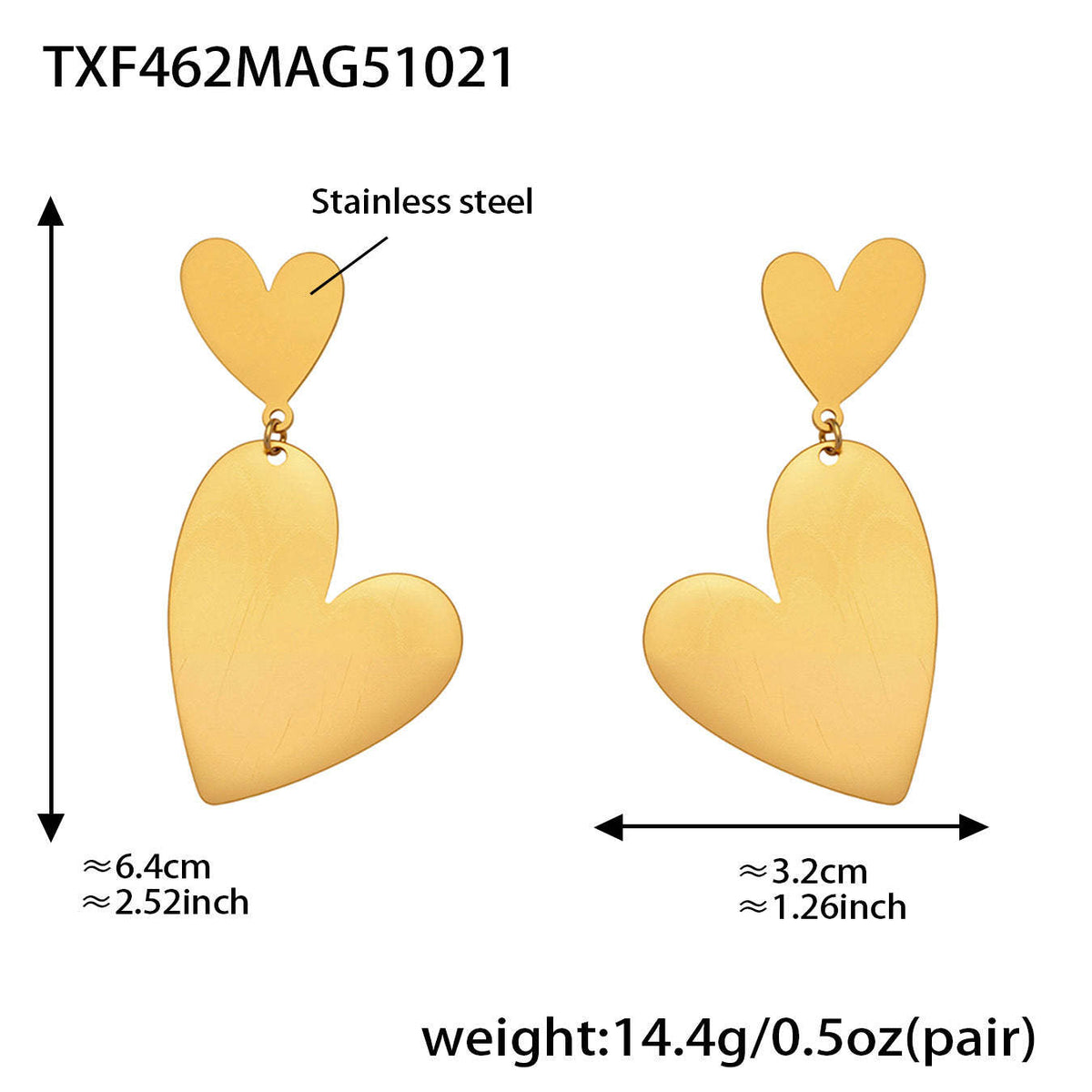 D관 - 스테인리스 18K 도금 비대칭 하트 디자인 목걸이 귀걸이 반지 [TXP462] 25.10-5