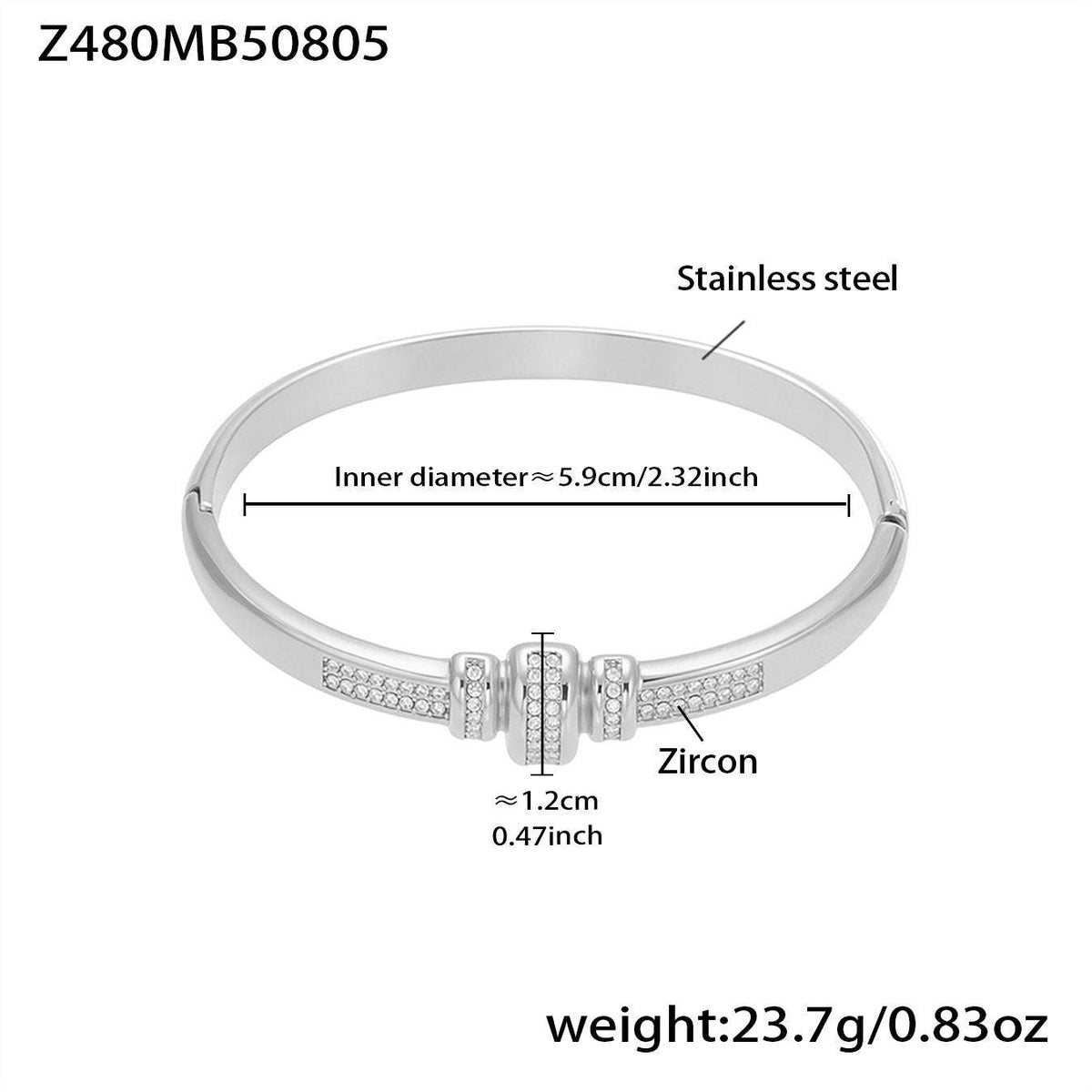 D관 - 스테인리스 스틸 대나무 마디 디자인 풀큐빅 버클 팔찌 [Z480] 25.08-3