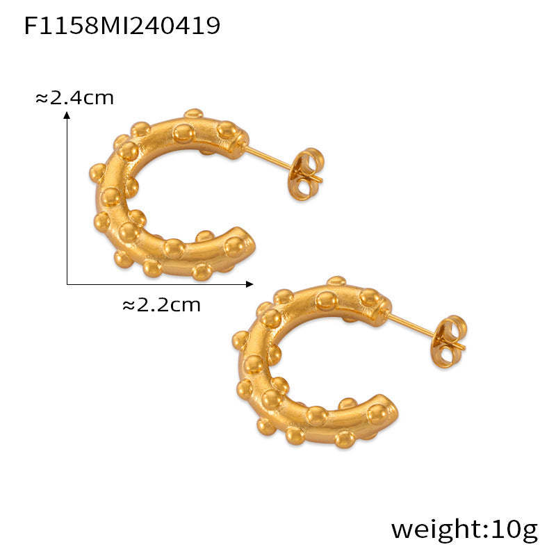 D관 - 금속 니치 유니크 C형 기하학 귀걸이 티타늄 스틸 도금 디자인 귀걸이 [F1152-65] 24.04-4