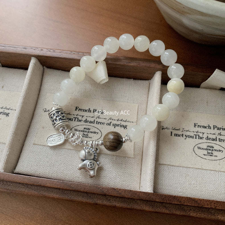 A관 - 말 펜던트 925 실버 옥 비즈 팔찌 [1510] 25.11-3