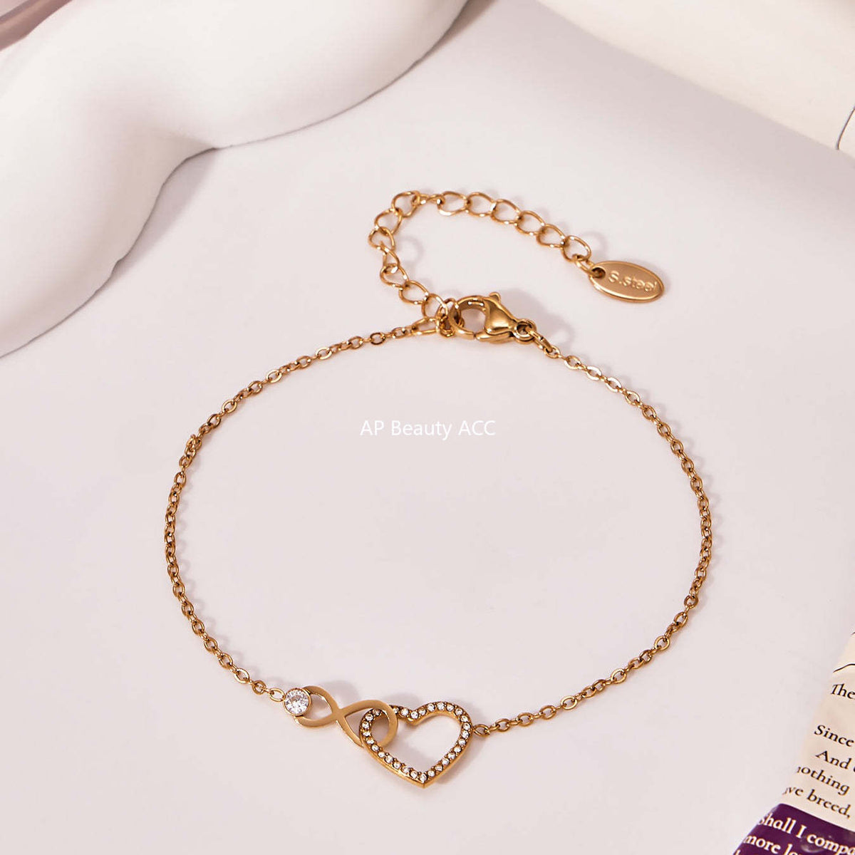 D관 - 하트 인피니티 큐빅 18K 도금 스테인리스 목걸이 팔찌 [TXP461] 25.11-3