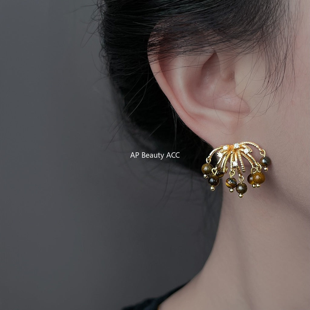 C관 - 핸드메이드 925 은침 호안석 큐빅 귀걸이 [6906] 25.10-2