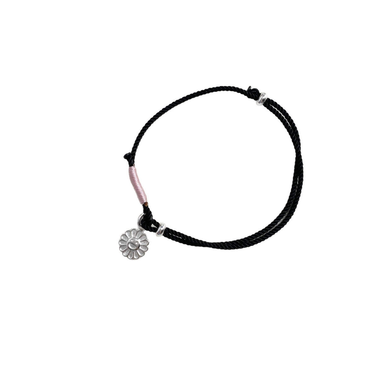 A관 - 925 실버 스마일 플라워 펜던트 핸드메이드 스트랩 팔찌 [1538] 25.11-2