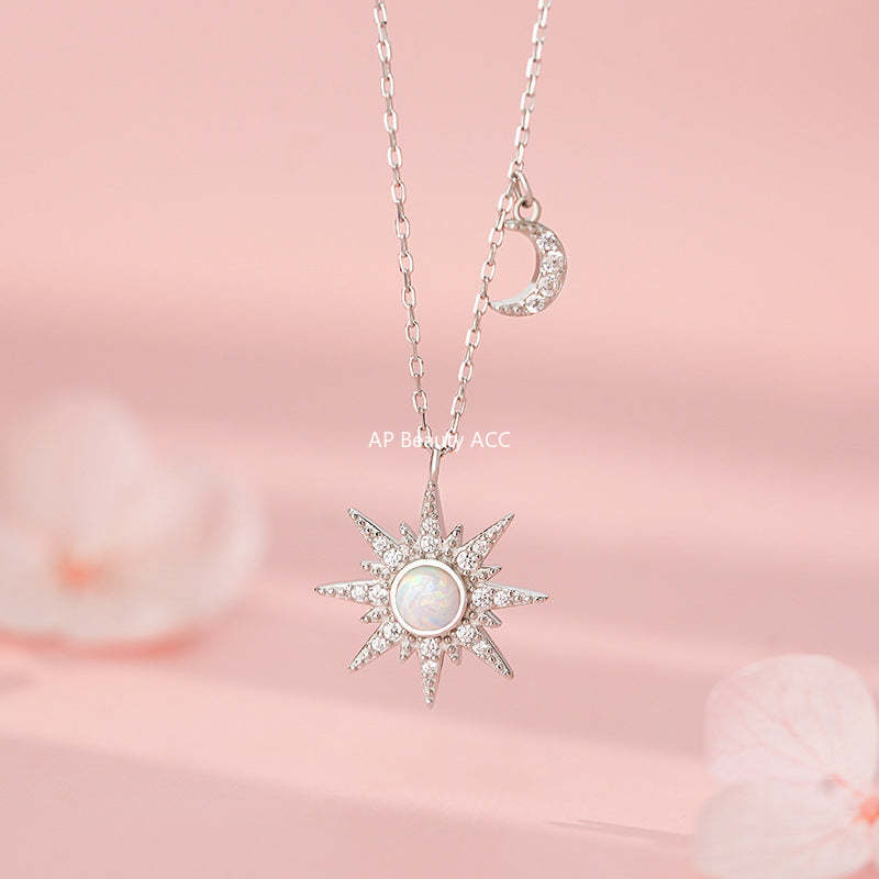 B관 - 925 실버 별 달 모양 큐빅 펜던트 목걸이 [YC1445N_1] 25.10-5