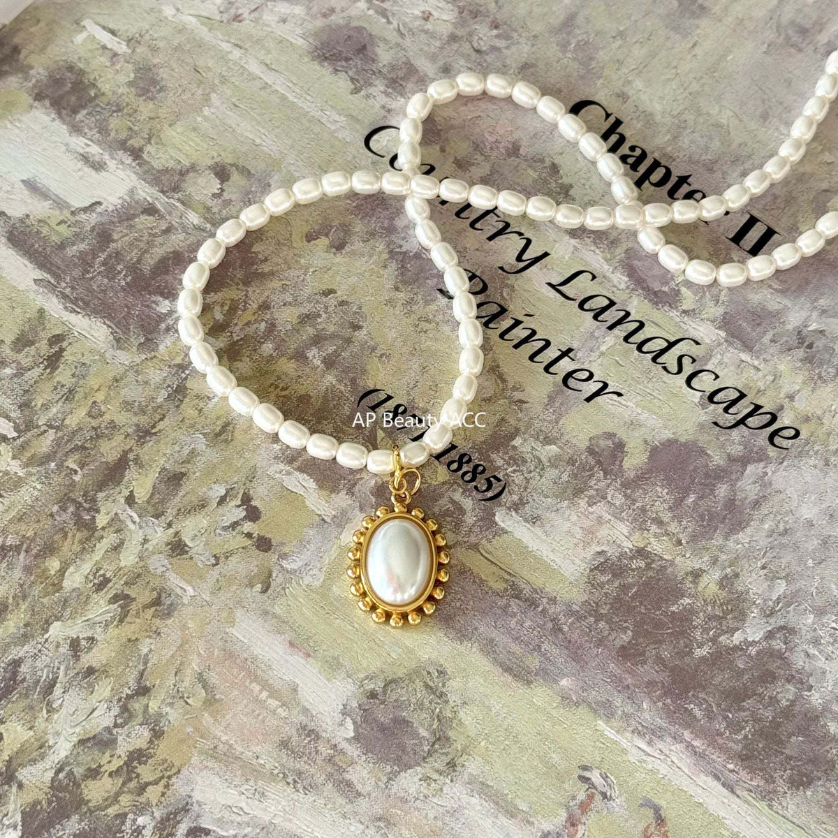 F관 - 925 실버 모조 크리스탈 글라스 진주 펜던트 목걸이 [B878] 25.10-5