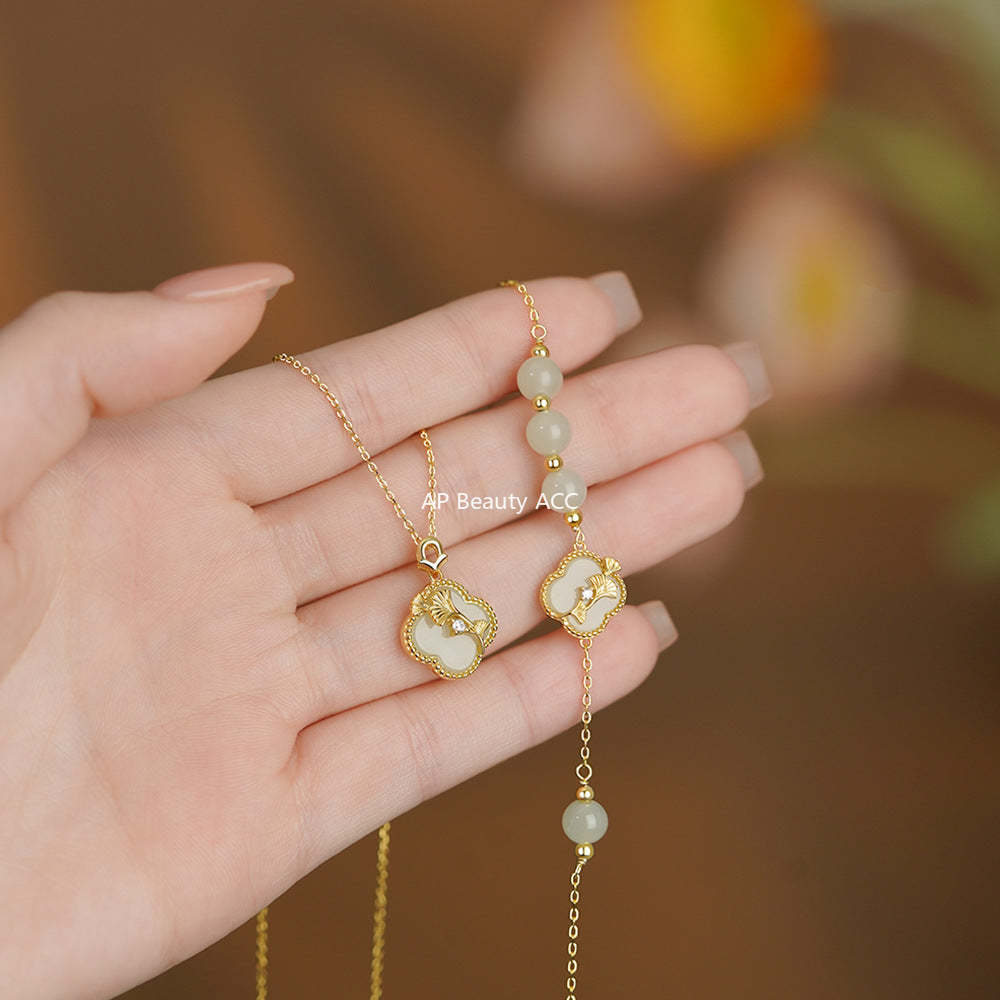 B관 - 925 실버 클로버 은행잎 디자인 목걸이 팔찌 귀걸이 [YC9194E_1 YC4558SL_1 YC2030N_1] 25.12-1