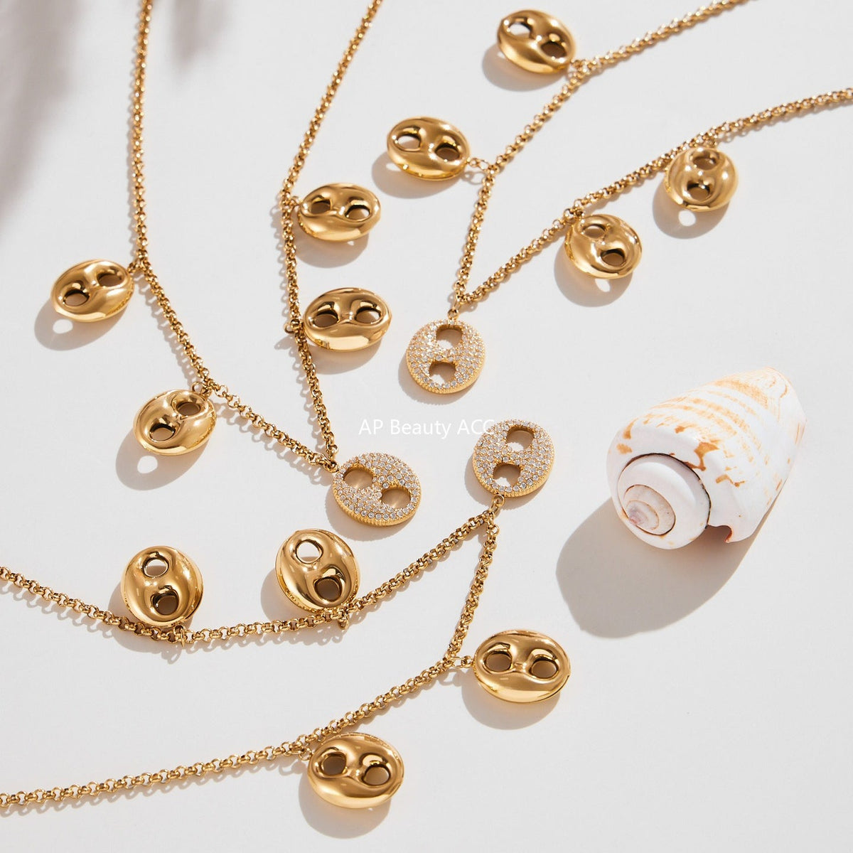 D관 - 스테인리스 스틸 풀큐빅 돼지코 펜던트 목걸이 팔찌 [TXP424] 25.10-3