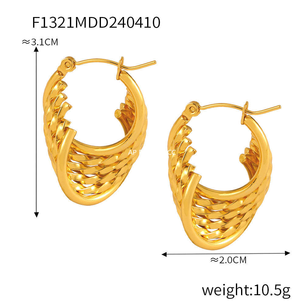 D관 - 티타늄 스틸 레트로 다층 오픈워크 기하학 귀걸이 [F1319-21-25-26] 24.04-3