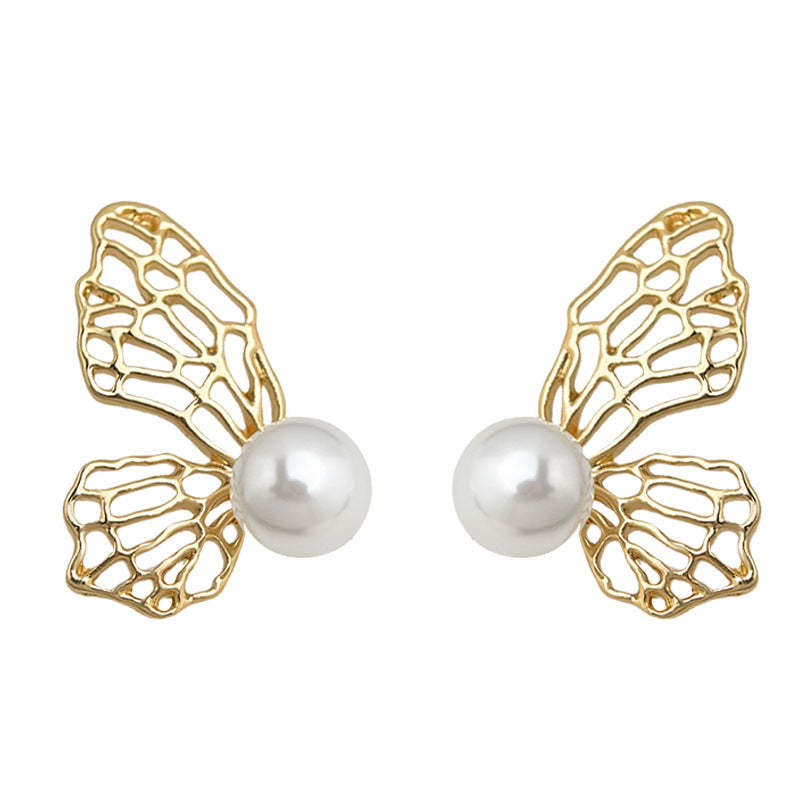 C관 - 투웨이 디자인 진주 나비 은침 귀걸이 [5497] 25.02-1