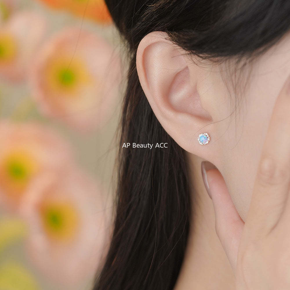 B관 - 999 실버 레이스 오팔 큐빅 귀걸이 [YC2656E_1] 25.11-4