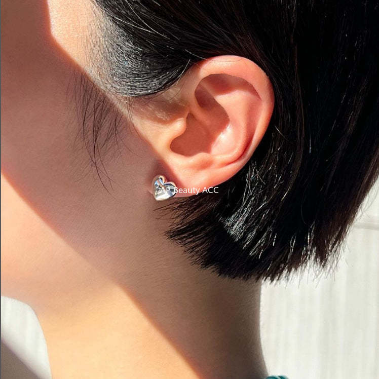 F관 - 925 실버 하트 모양 스터드 귀걸이 [C1060] 25.09-4