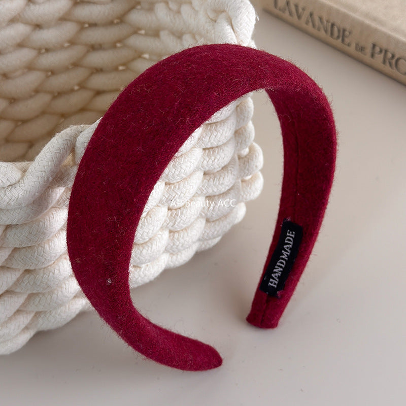 E관 - 컬러 울 패브릭 쿠션 와이드 머리띠 [27562] 25.10-3