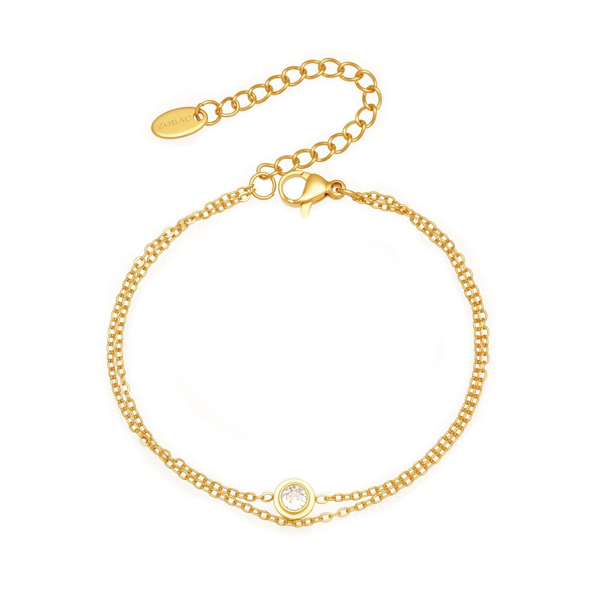 D관 - 스테인리스 스틸 18K 도금 원형 큐빅 더블 레이어드 팔찌 [E198] 25.12-3