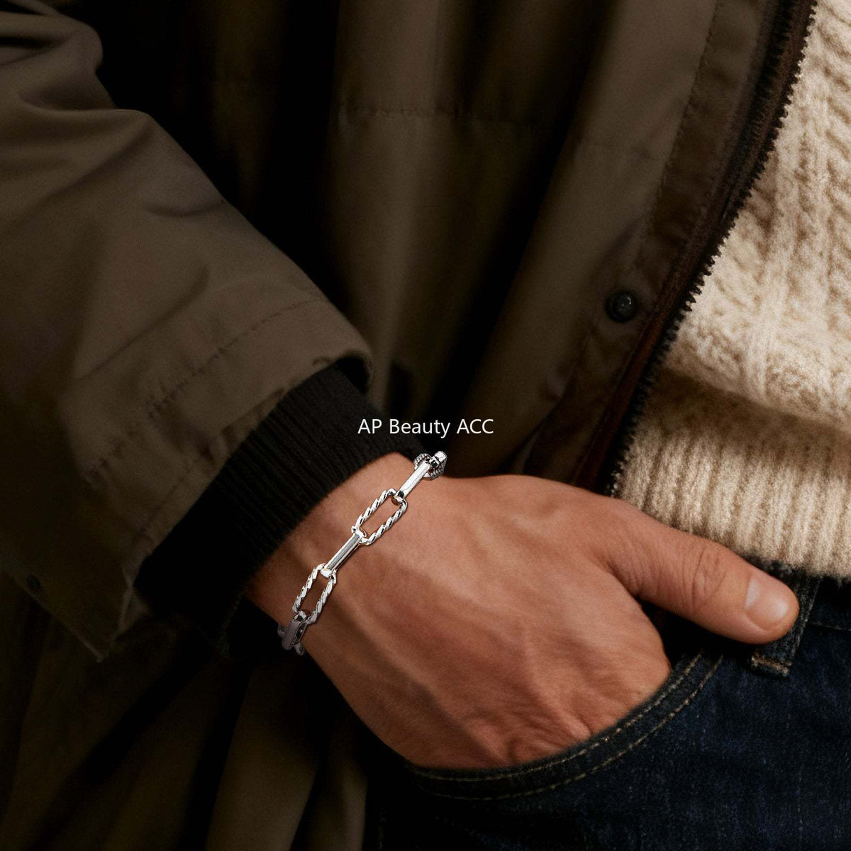 G관 - 스테인리스 스틸 핸드메이드 체인 팔찌 [BR-1705] 25.10-5