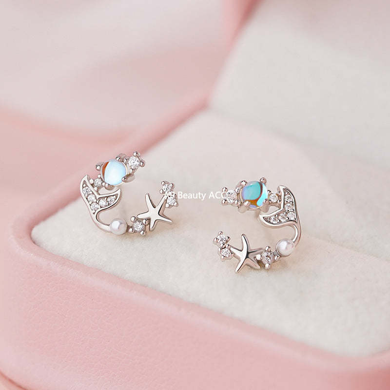 B관 - 999 실버 별빛 물고기꼬리 디자인 귀걸이 [YC2204E_1] 25.11-1