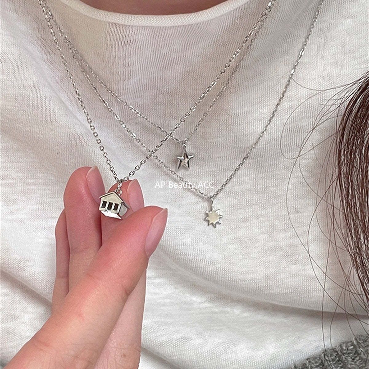A관 - 925 실버 별 하우스 펜던트 체인 목걸이 [XL-1211] 25.10-4