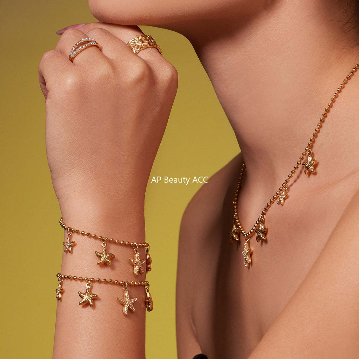 D관 - 스테인리스 스틸 불가사리 큐빅 펜던트 귀걸이 목걸이 팔찌 발찌 [TXP478] 25.11-4