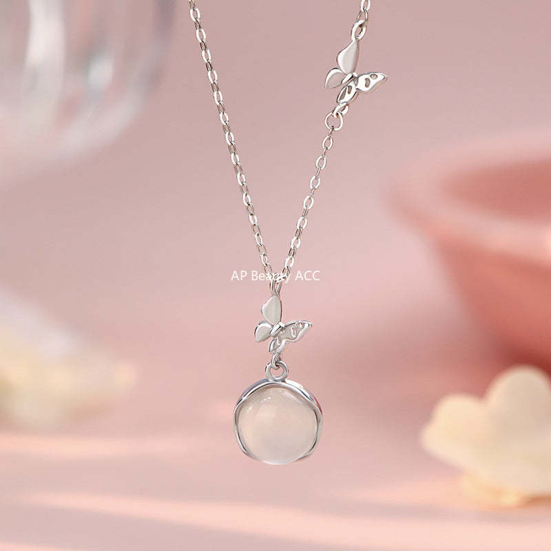 B관 - 999 실버 나비 아게이트 펜던트 체인 목걸이 [YC2043N_1] 25.10-4