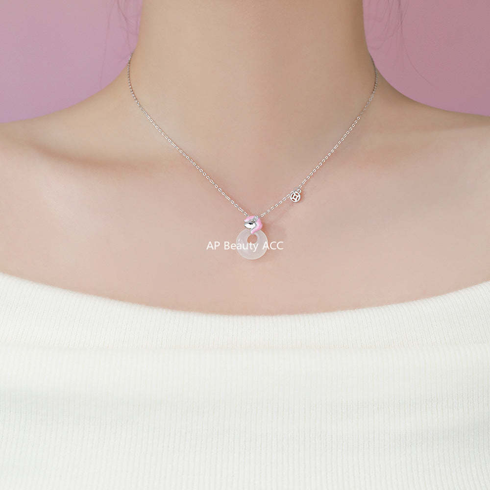 B관 - 999 실버 유니콘 말 링 옥 펜던트 목걸이 [YC3828N_1] 25.12-2