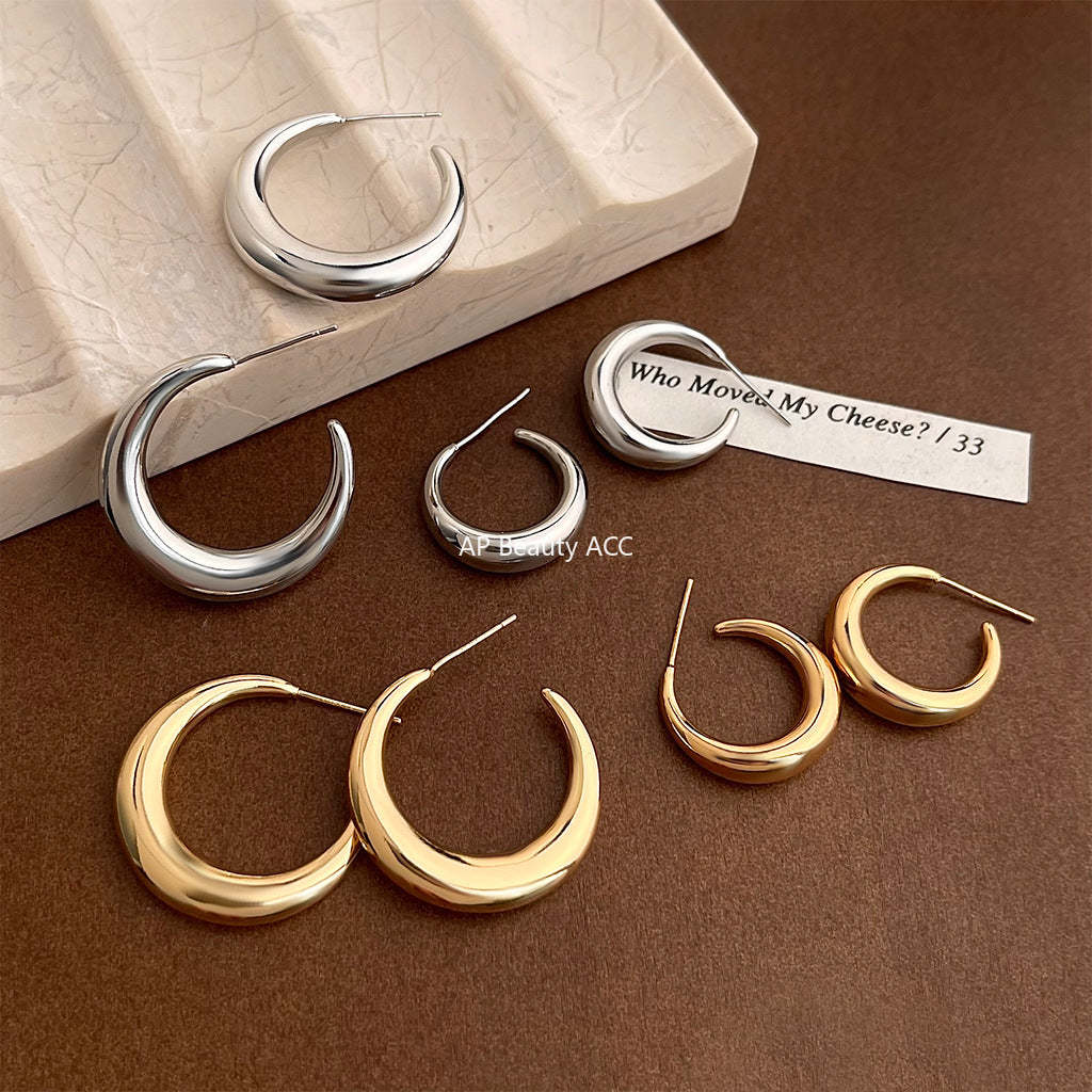 C관 - 14K 도금 925 은침 원형 귀걸이 [5366-5369] 25.02-3