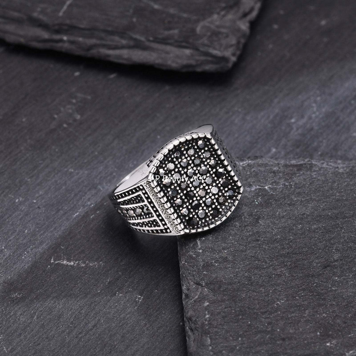 G관 - 스테인리스 스틸 블랙 큐빅 반지 [RC689] 25.10-5