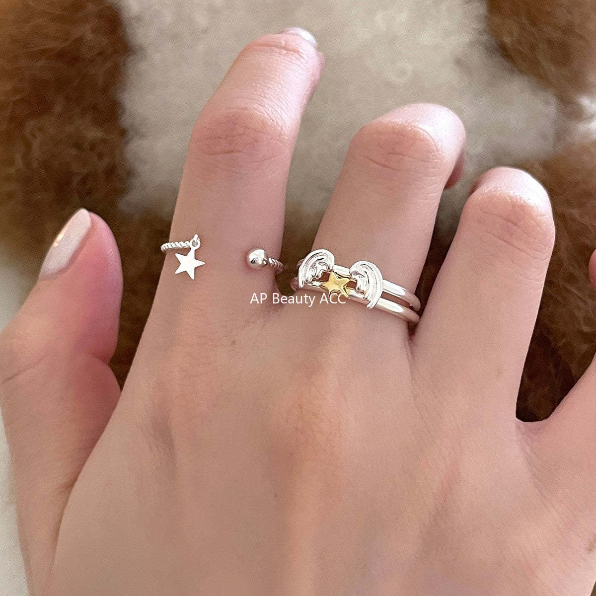 A관 - 925 실버 천사날개 별 디자인 오픈형 반지 [JZ-0717] 25.10-5