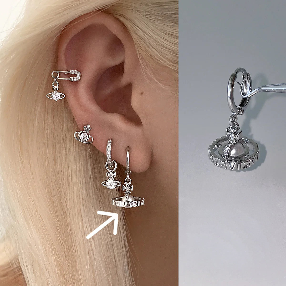 A관 - 큐빅 행성 티타늄 스틸 피어싱 귀걸이 [EH-4347] 25.12-1