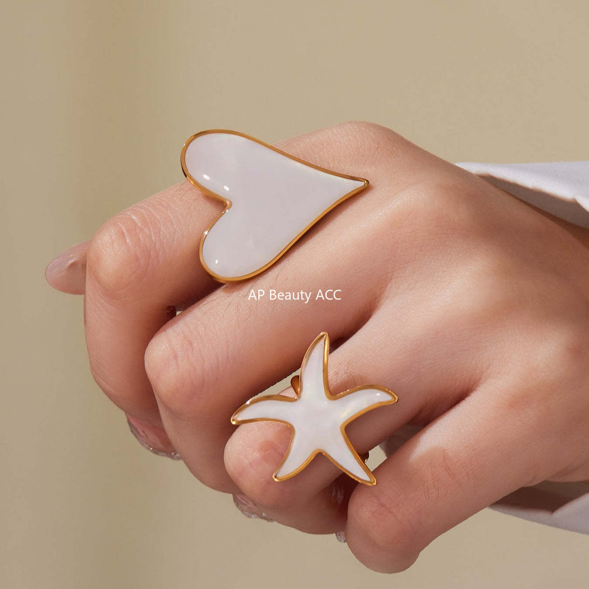 D관 - 천연 자개 에나멜 하트 별 펜던트 스테인리스 스틸 귀걸이 반지 [TXF410] 25.09-4