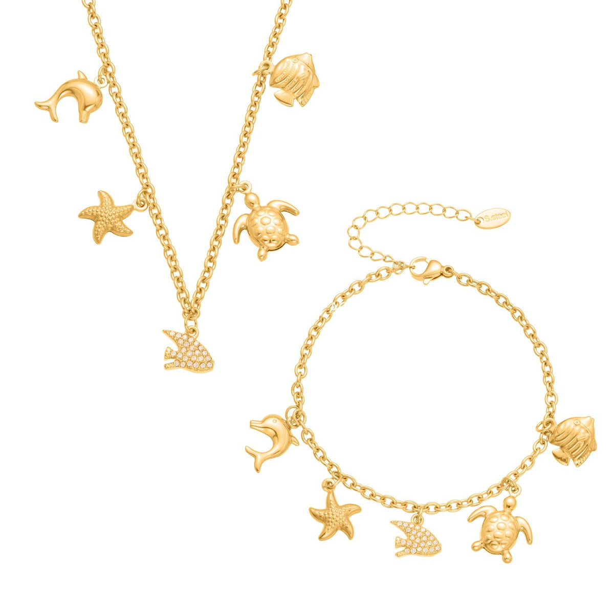 D관 - 18K 도금 스테인리스 스틸 해양생물 큐빅 펜던트 목걸이 팔찌 [TXP445] 25.10-4