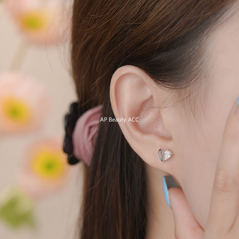 B관 - 999 실버 하트 큐빅 귀걸이 [YC9352E_1] 25.10-1