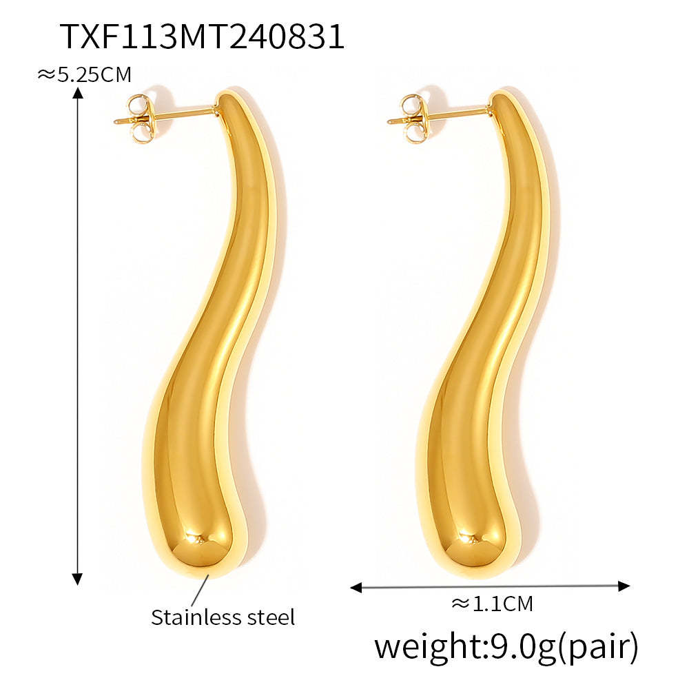 D관 - 미니멀 드롭 펜던트 트렌디 스테인리스 스틸 목걸이 귀걸이 [TXF113-TXP113-P873] 24.09-1
